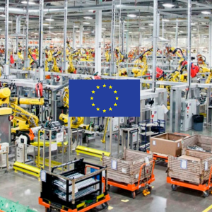 Robots y bandera de Europa